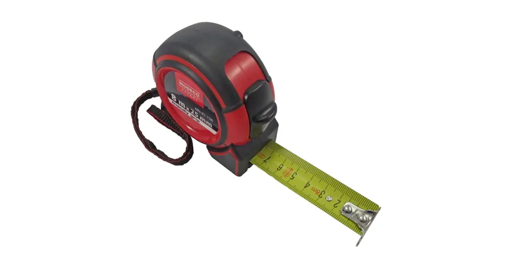 Outlet MODECO 81158 MÉRŐSZALAG 08M/25mm GUMÍROZOTT PIROS-FEKETE ÖVAKASZTÓS
