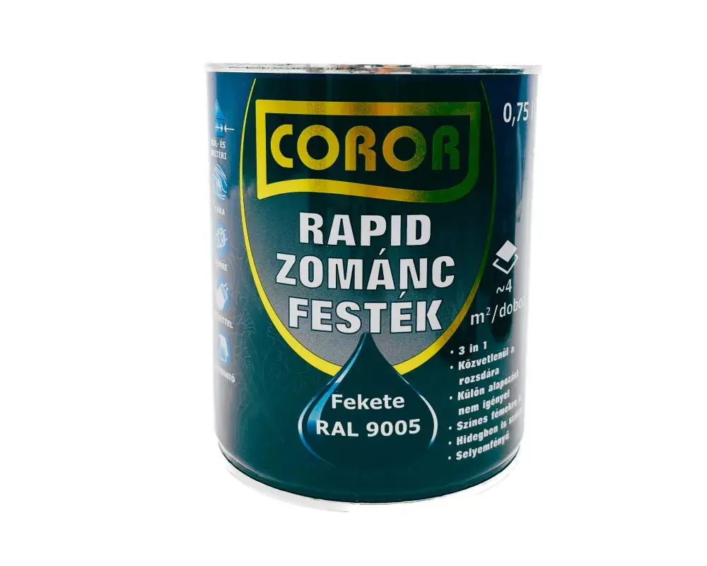 Coror Rapid zománcfesték 0,75l RAL9005 fekete Kedvezmény