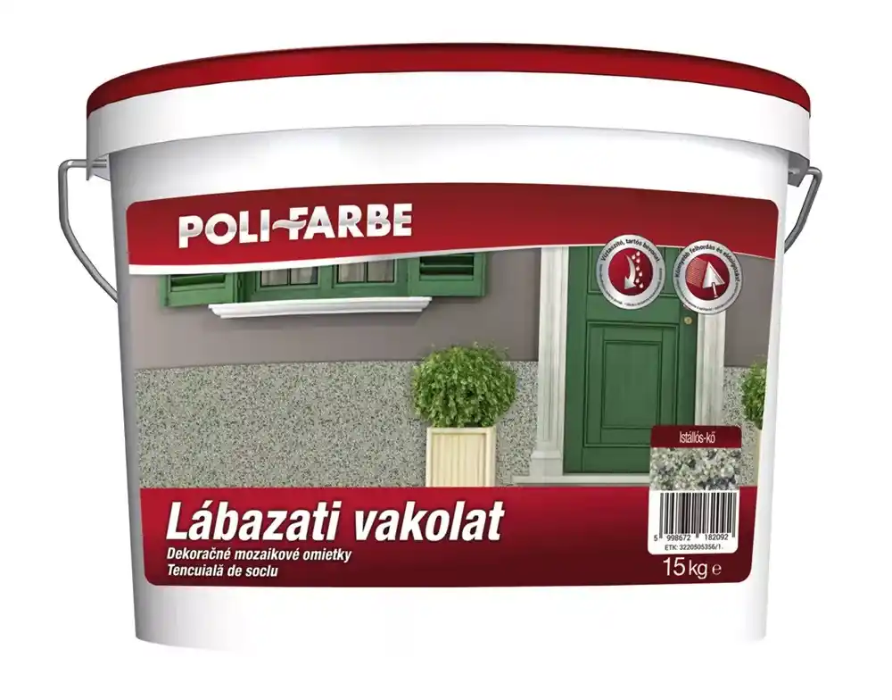 Poli-farbe lábazati vakolat 15kg Istállós-kő Azonnal elérhető