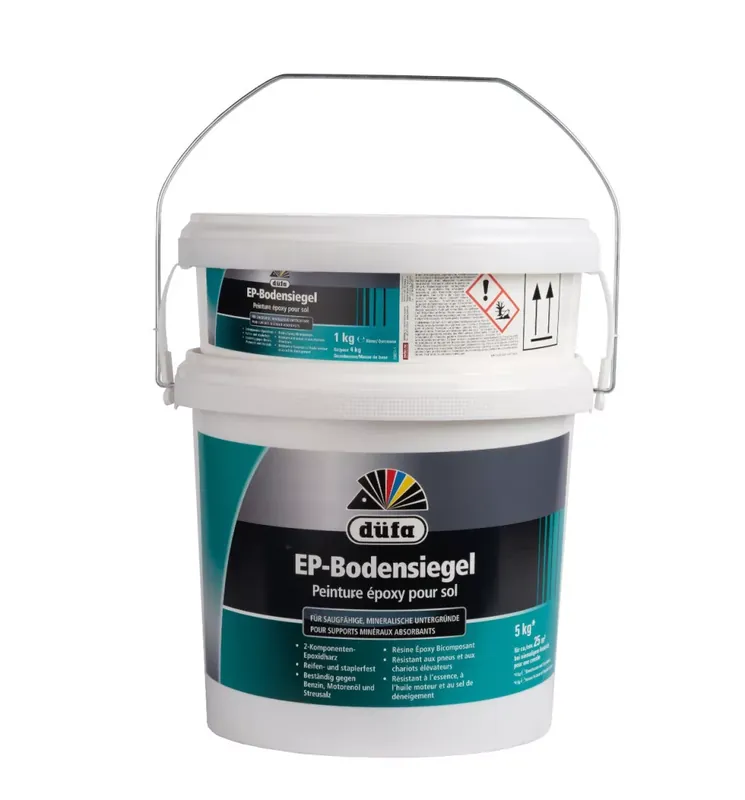 Alacsony ár EP-Bodensiegel 2K ipari- és garázspadlófesték 5kg RAL7032 Kavicsszürke