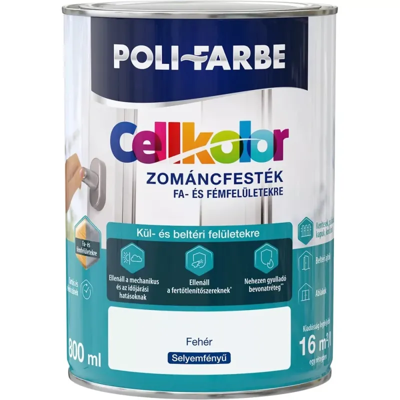 Cellkolor selyemfényű zománcfesték 0,8l Fehér Olcsó