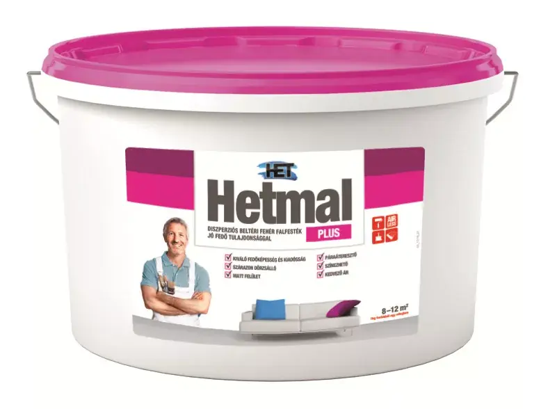 Újdonság Hetmal Plus diszperziós beltéri falfesték 4kg Fehér
