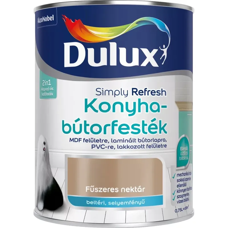 Azonnal elérhető Dulux Konyhabútorfesték selyemfényű 0,75l Fűszeres nektár