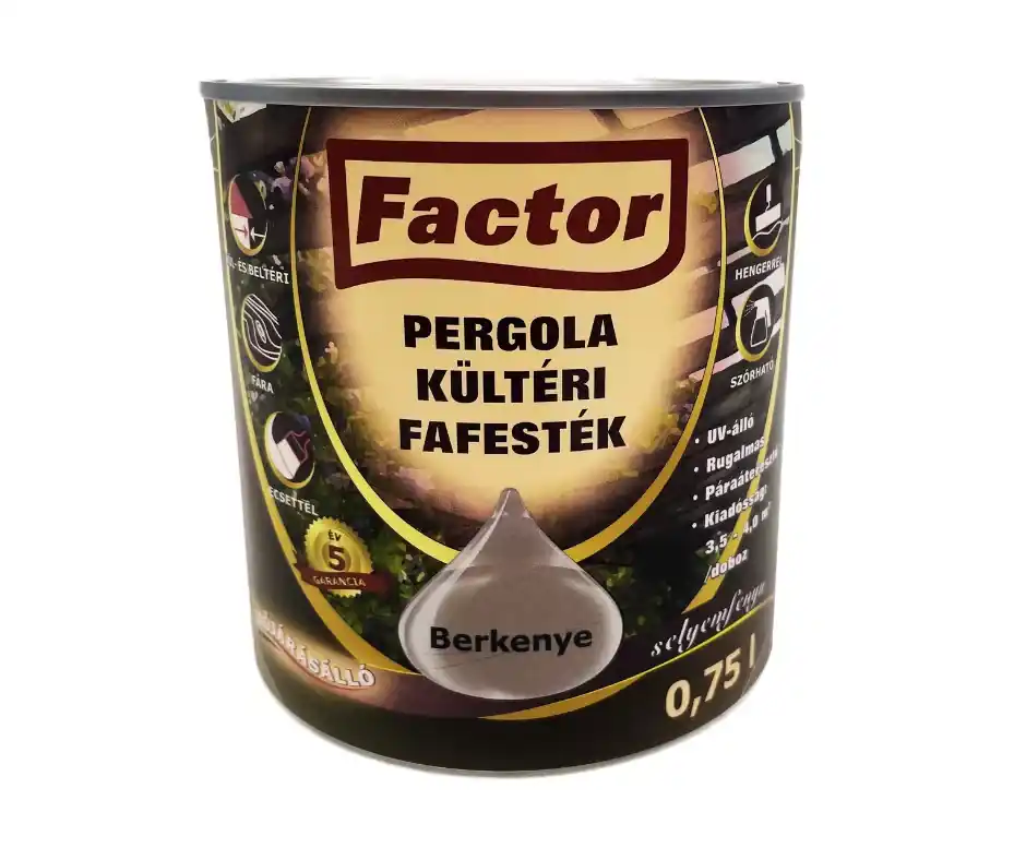 Szuper akció Factor Pergola kültéri fafesték 0,75l berkenye