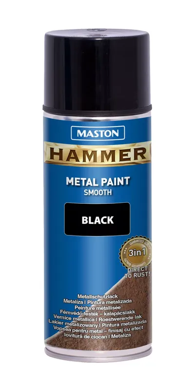 Maston Hammer fémfesték spray 400ml fényes Fekete Expressz kézbesítés