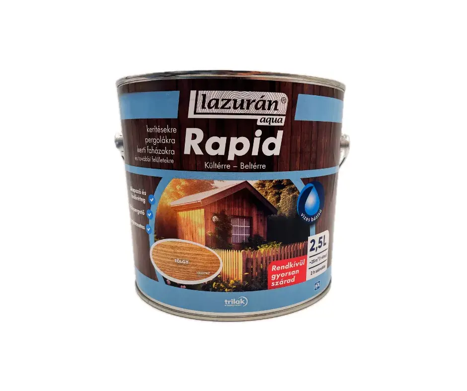 Népszerű Lazurán aqua Rapid vízbázisú vékonylazúr 2,5l Tölgy