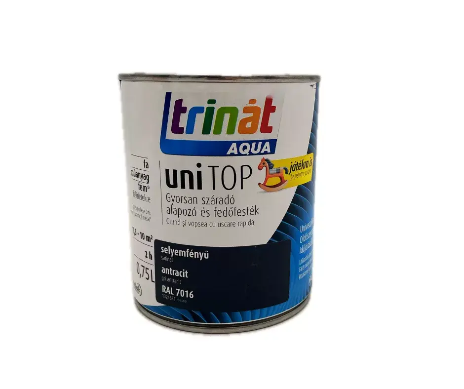 Legkelendőbb Trinát Unitop vízbázisú selyemfényű zománcfesték 0,75l RAL7016 antracit