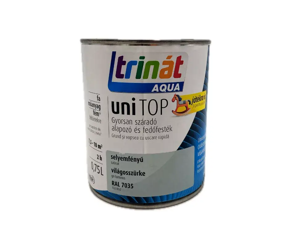 Trinát Unitop vízbázisú selyemfényű zománcfesték 0,75l RAL7035 világosszürke Szuper ajánlat