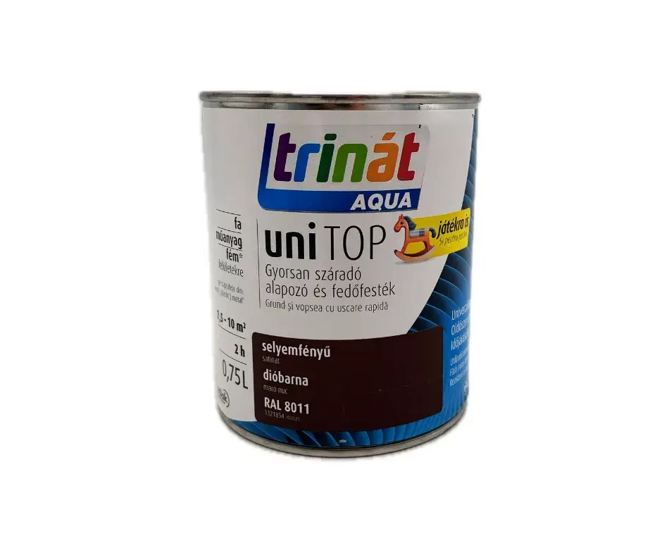 Trinát Unitop vízbázisú selyemfényű zománcfesték 0,75l RAL8011 dióbarna Gyors szállítás