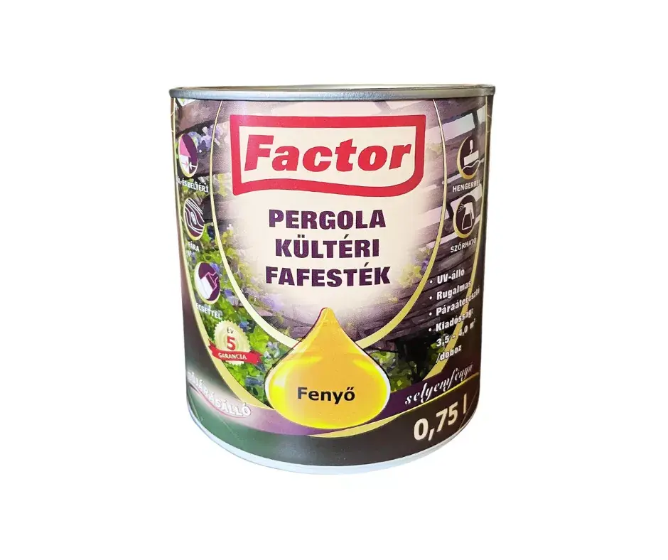 Különleges ajánlat Factor Pergola kültéri fafesték 0,75l fenyő