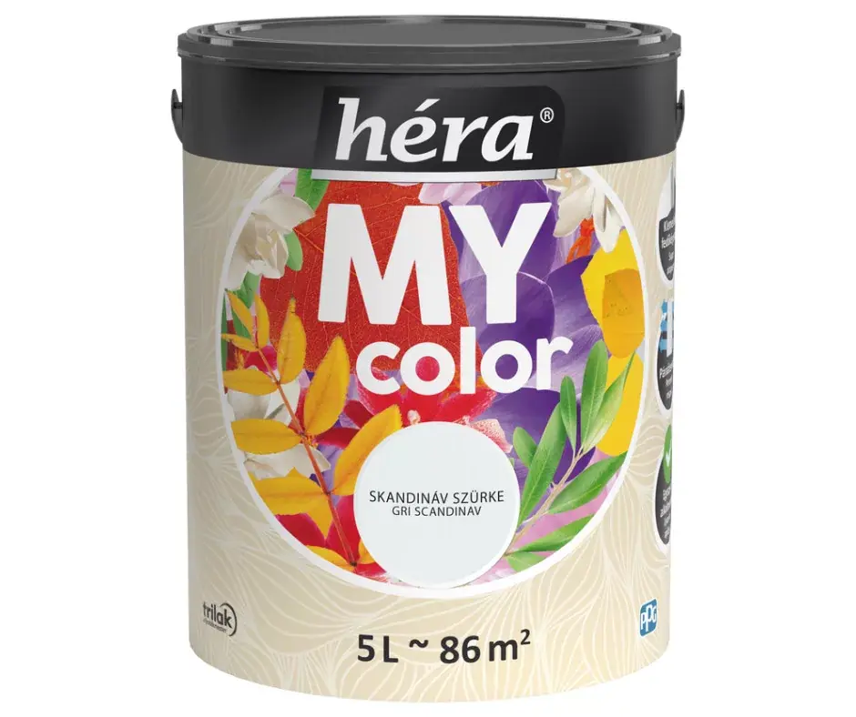 Szezonális akció Héra My Color beltéri falfesték 5l Skandináv szürke