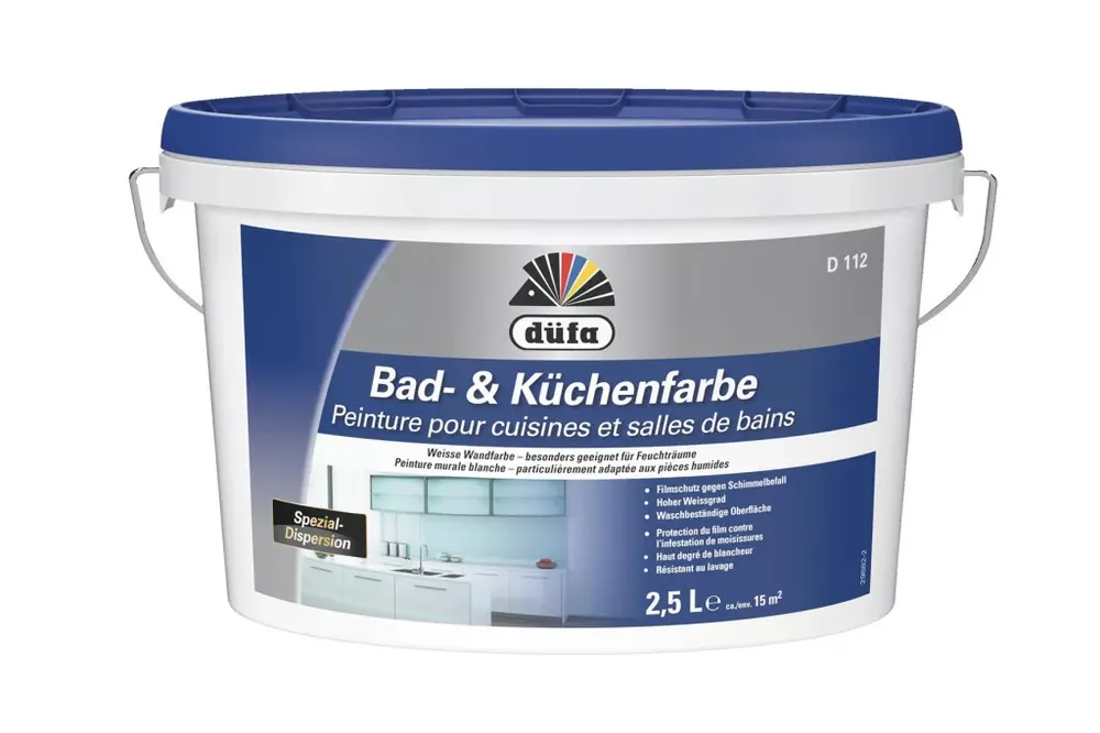 Vásárlói kedvenc Düfa (Bad- & Küchenfarbe) Penész elleni beltéri falfesték 2,5l Fehér
