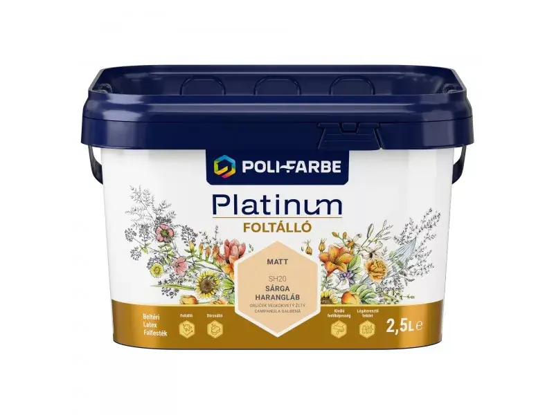 Platinum Foltálló beltéri falfesték 2,5l Sárga harangláb Bestseller