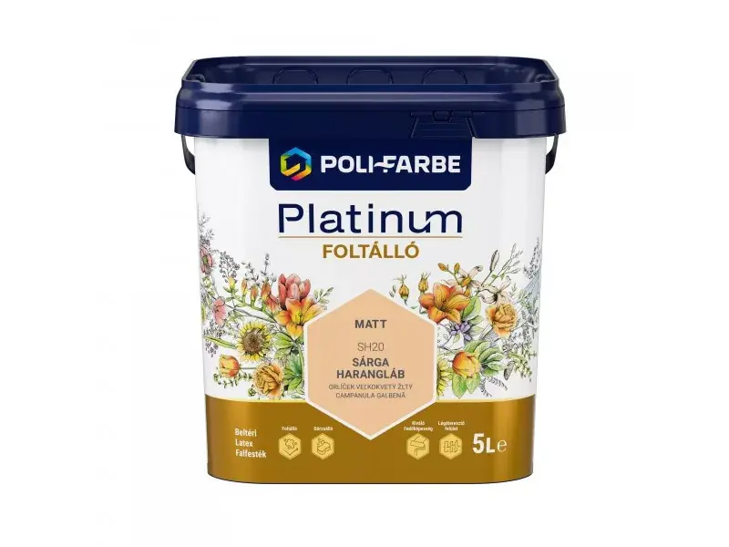 Végkiárusítás Platinum Foltálló beltéri falfesték 5l Sárga harangláb