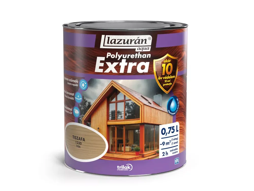 Lazurán Aqua Polyurethan Extra vízbázisú selyemfényű vastaglazúr 0,75l 1330 Tiszafa Alacsony ár