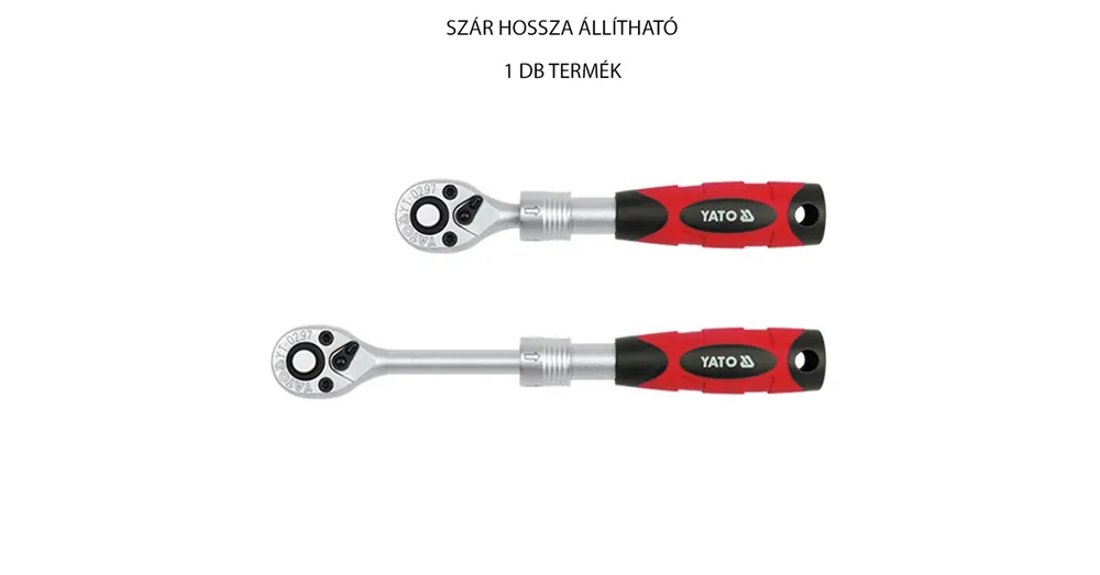 Újdonság YATO 0297 DUGÓKULCS RACSNIS HAJTÓ 1/4col ÁLLÍTHATÓ 150-200mm CrV6135