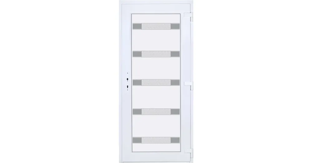 100x210 jobbos Hidas 5 üveges Aluminium rátétes műanyag bejárati ajtó 5 kamrás fehér Népszerű