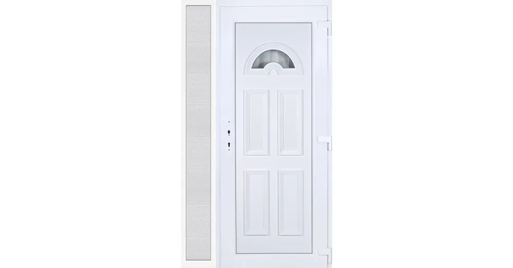 130x210 jobbos Köln 1 üveges műanyag bejárati ajtó oldalvilágítóval 5 kamrás fehér Újdonság