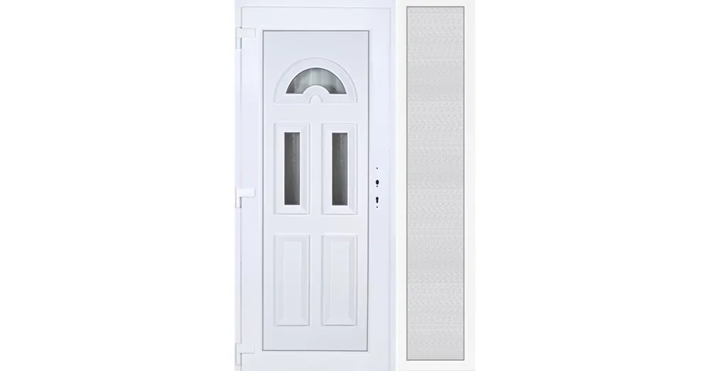 Korlátozott ajánlat 140x210 balos Köln 3 üveges műanyag bejárati ajtó oldalvilágítóval 5 kamrás fehér