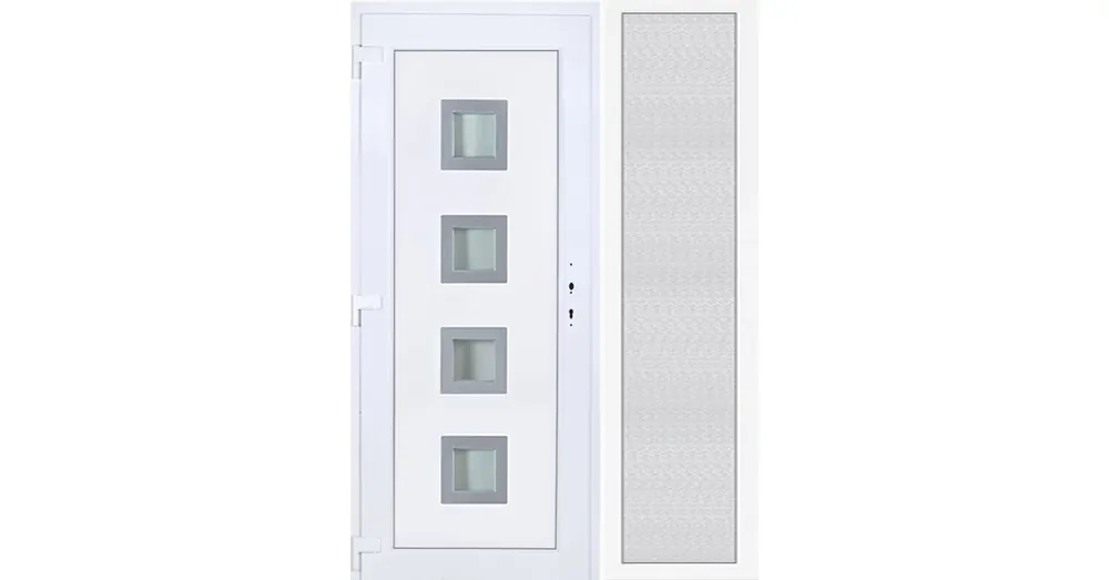 150x210 balos Bihar 4 üveges műanyag bejárati ajtó oldalvilágítóval 5 kamrás fehér Prémium
