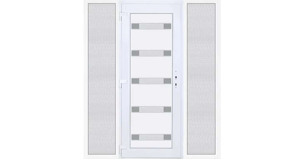 200x210 balos Hidas 5 üveges Aluminium rátétes műanyag bejárati ajtó oldalvilágítóval 5 kamrás fehér Akciós ár