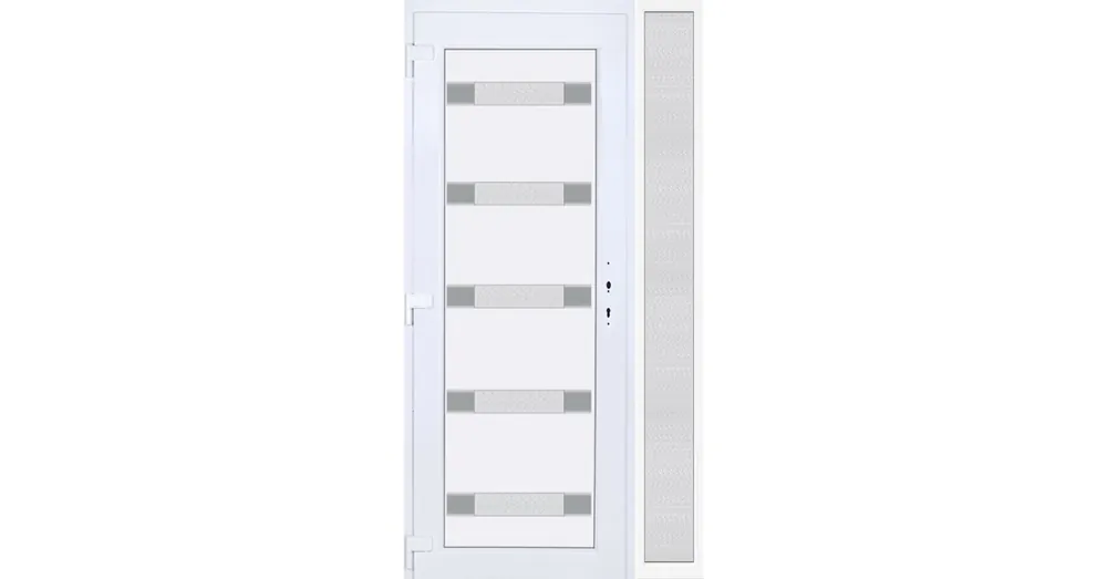 120x210 balos Hidas 5 üveges Aluminium rátétes műanyag bejárati ajtó oldalvilágítóval 5 kamrás fehér Ajánlat