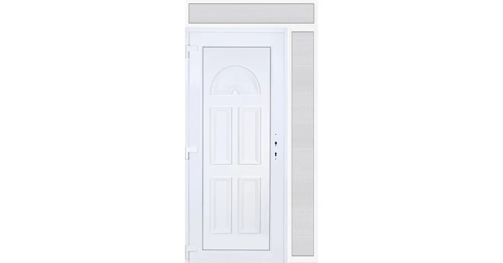 Akciós ár 130x240 balos Köln tömör műanyag bejárati ajtó felül+oldalvilágítóval 5 kamrás fehér