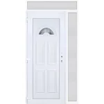 Korlátozott ajánlat 130x240 balos Köln 1 üveges műanyag bejárati ajtó felül+oldalvilágítóval 5 kamrás fehér