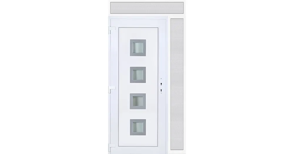 130x240 balos Bihar 4 üveges műanyag bejárati ajtó felül+oldalvilágítóval 5 kamrás fehér Szezonális akció