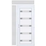 Legnépszerűbb 130x240 jobbos Hidas 5 üveges Aluminium rátétes műanyag bejárati ajtó felül+oldalvilágítóval 5 kamrás fehér