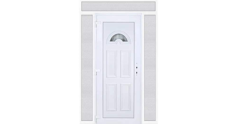 Árengedmény 160x240 balos Köln 1 üveges műanyag bejárati ajtó felül+oldalvilágítóval 5 kamrás fehér