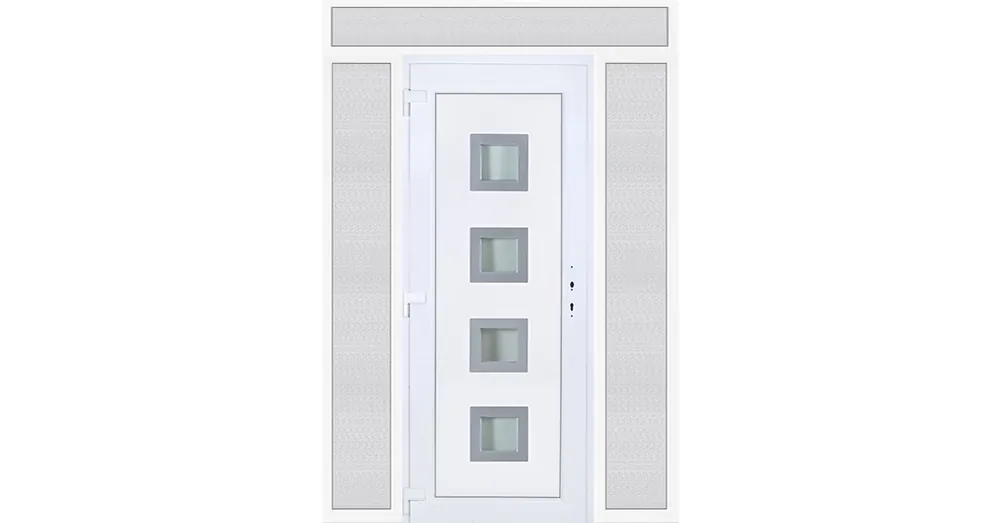Szuper ajánlat 180x240 balos Bihar 4 üveges műanyag bejárati ajtó felül+oldalvilágítóval 5 kamrás fehér