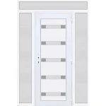 Olcsó 180x240 jobbos Hidas 5 üveges Aluminium rátétes műanyag bejárati ajtó felül+oldalvilágítóval 5 kamrás fehér