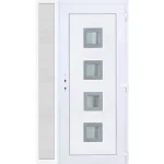 Kiárusítás 130x210 jobbos Bihar 4 üveges bejárati ajtó 3 rétegű üveggel extra vastag hőszigetelt panellel oldalvilágítóval 5 kamrás fehér RP