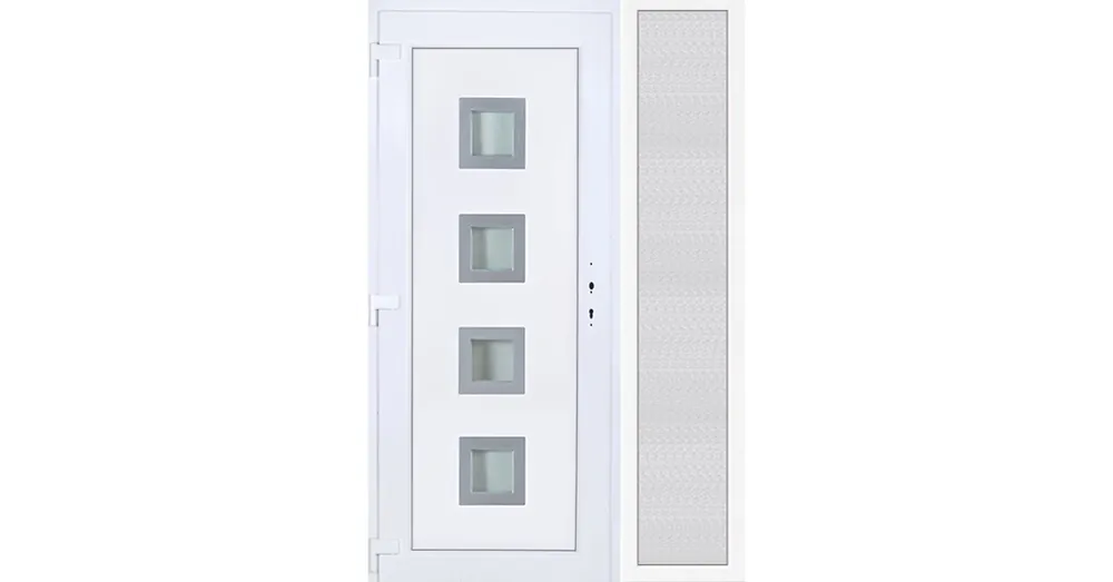140x210 balos Bihar 4 üveges bejárati ajtó 3 rétegű üveggel extra vastag hőszigetelt panellel oldalvilágítóval 5 kamrás fehér RP Biztonságos fizetés