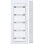 Azonnali szállítás 120x210 balos Hidas 5 üveges bejárati ajtó 3 rétegű üveggel extra vastag hőszigetelt panellel oldalvilágítóval 5 kamrás fehér RP