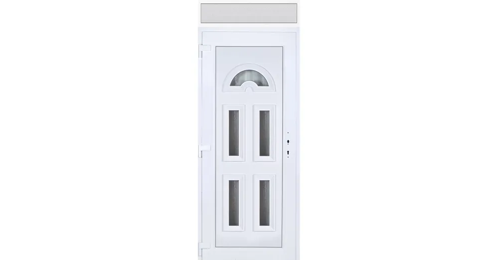 Expressz kézbesítés 100x240 balos Köln 5 üveges bejárati ajtó 3 rétegű üveggel extra vastag hőszigetelt panellel felülvilágítóval 5 kamrás fehér RP