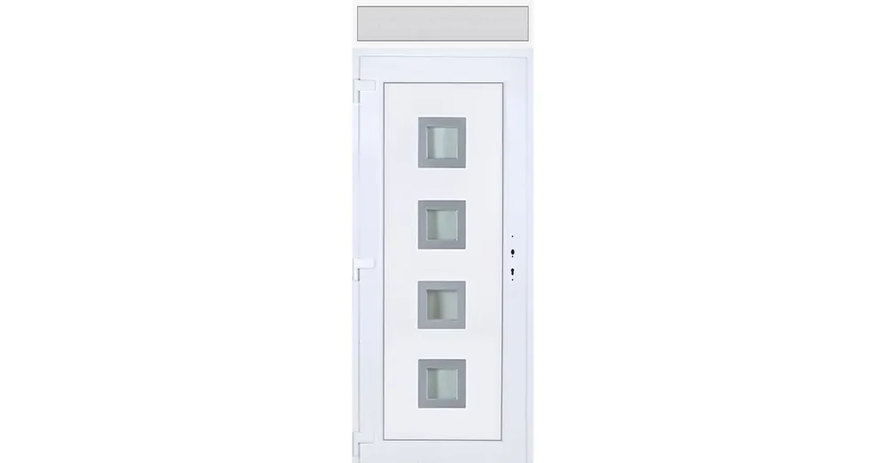 Kihagyhatatlan ajánlat 100x240 balos Bihar 4 üveges bejárati ajtó 3 rétegű üveggel extra vastag hőszigetelt panellel felülvilágítóval 5 kamrás fehér RP