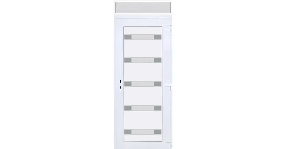 Outlet 100x240 jobbos Hidas 5 üveges bejárati ajtó 3 rétegű üveggel extra vastag hőszigetelt panellel felülvilágítóval 5 kamrás fehér RP