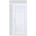 Akció 130x240 jobbos Köln tömör bejárati ajtó extra vastag hőszigetelt panellel felül+oldalvilágítóval 5 kamrás fehér RP