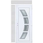 130x240 jobbos Szeben 4 üveges bejárati ajtó 3 rétegű üveggel extra vastag hőszigetelt panellel felül+oldalvilágítóval 5 kamrás fehér RP Népszerű