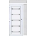 Gyors kiszállítás 130x240 balos Hidas 5 üveges bejárati ajtó 3 rétegű üveggel extra vastag hőszigetelt panellel felül+oldalvilágítóval 5 kamrás fehér RP