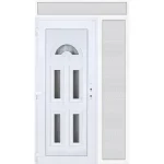 Akciós ár 140x240 balos Köln 5 üveges bejárati ajtó 3 rétegű üveggel extra vastag hőszigetelt panellel felül+oldalvilágítóval 5 kamrás fehér RP