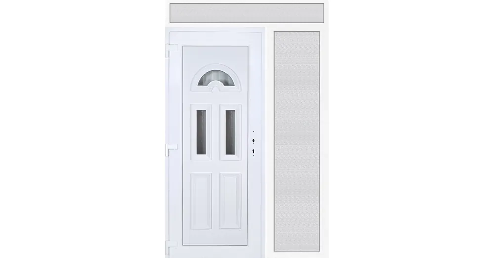 150x240 balos Köln 3 üveges bejárati ajtó 3 rétegű üveggel extra vastag hőszigetelt panellel felül+oldalvilágítóval 5 kamrás fehér RP Ne maradj le