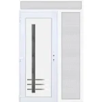 Biztonságos fizetés 150x240 balos Vértes 1 üveges bejárati ajtó 3 rétegű üveggel extra vastag hőszigetelt panellel felül+oldalvilágítóval 5 kamrás fehér RP