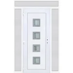 Akció 160x240 balos Bihar 4 üveges bejárati ajtó 3 rétegű üveggel extra vastag hőszigetelt panellel felül+oldalvilágítóval 5 kamrás fehér RP