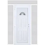 Biztonságos vásárlás 180x240 balos Köln 1 üveges bejárati ajtó 3 rétegű üveggel extra vastag hőszigetelt panellel felül+oldalvilágítóval 5 kamrás fehér RP