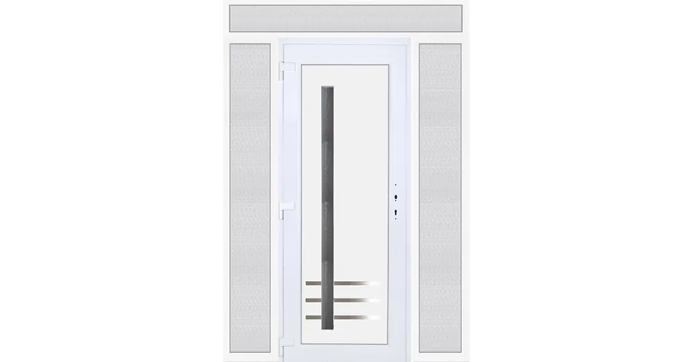 180x240 balos Vértes 1 üveges bejárati ajtó 3 rétegű üveggel extra vastag hőszigetelt panellel felül+oldalvilágítóval 5 kamrás fehér RP Expressz kézbesítés