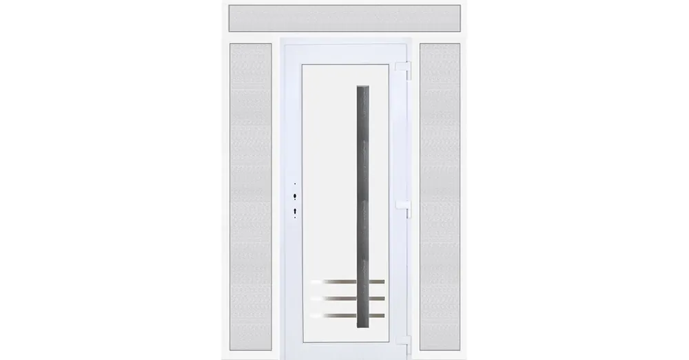 180x240 jobbos Vértes 1 üveges bejárati ajtó 3 rétegű üveggel extra vastag hőszigetelt panellel felül+oldalvilágítóval 5 kamrás fehér RP Expressz szállítás
