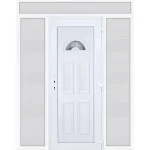 200x240 jobbos Köln 1 üveges bejárati ajtó 3 rétegű üveggel extra vastag hőszigetelt panellel felül+oldalvilágítóval 5 kamrás fehér RP Outlet